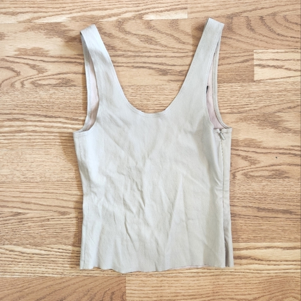 EUC SPRWMN Los Angeles 100% Lambskin Women's Cream Tank Top, Size M